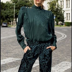 BALMAIN x H&M Jacquard-weave Silk Blouse